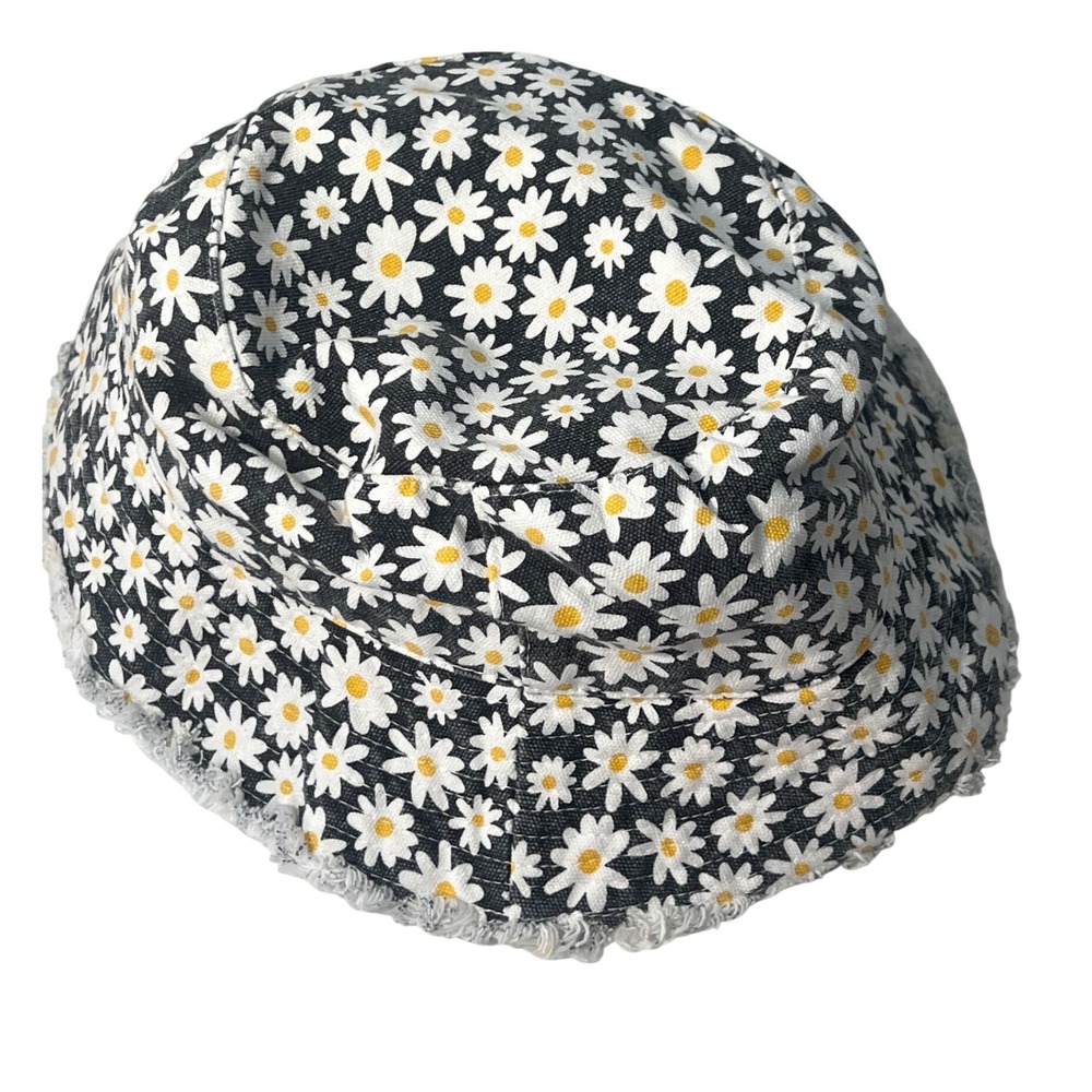 Black White Daisy Floral‎ Bucket Hat One Size Fits Most Cottagecore Streetwear